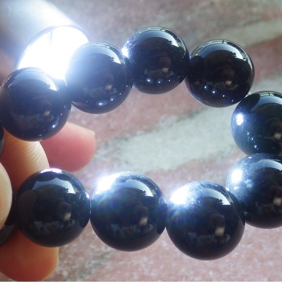 Certified Myanmar Burmese Jadeite mo cui Jade Circle Bead Bangle Bracelet - Picture 4 of 9